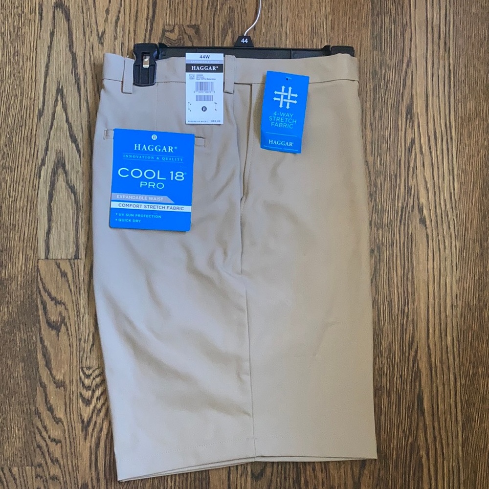 Haggar cool 18 pro expandable waist stretch fabric shorts